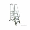 Metallic Ladder 6FT Rolling Platform Ladder w/ Tilt and Roll 5in Wheel 700-6-5W